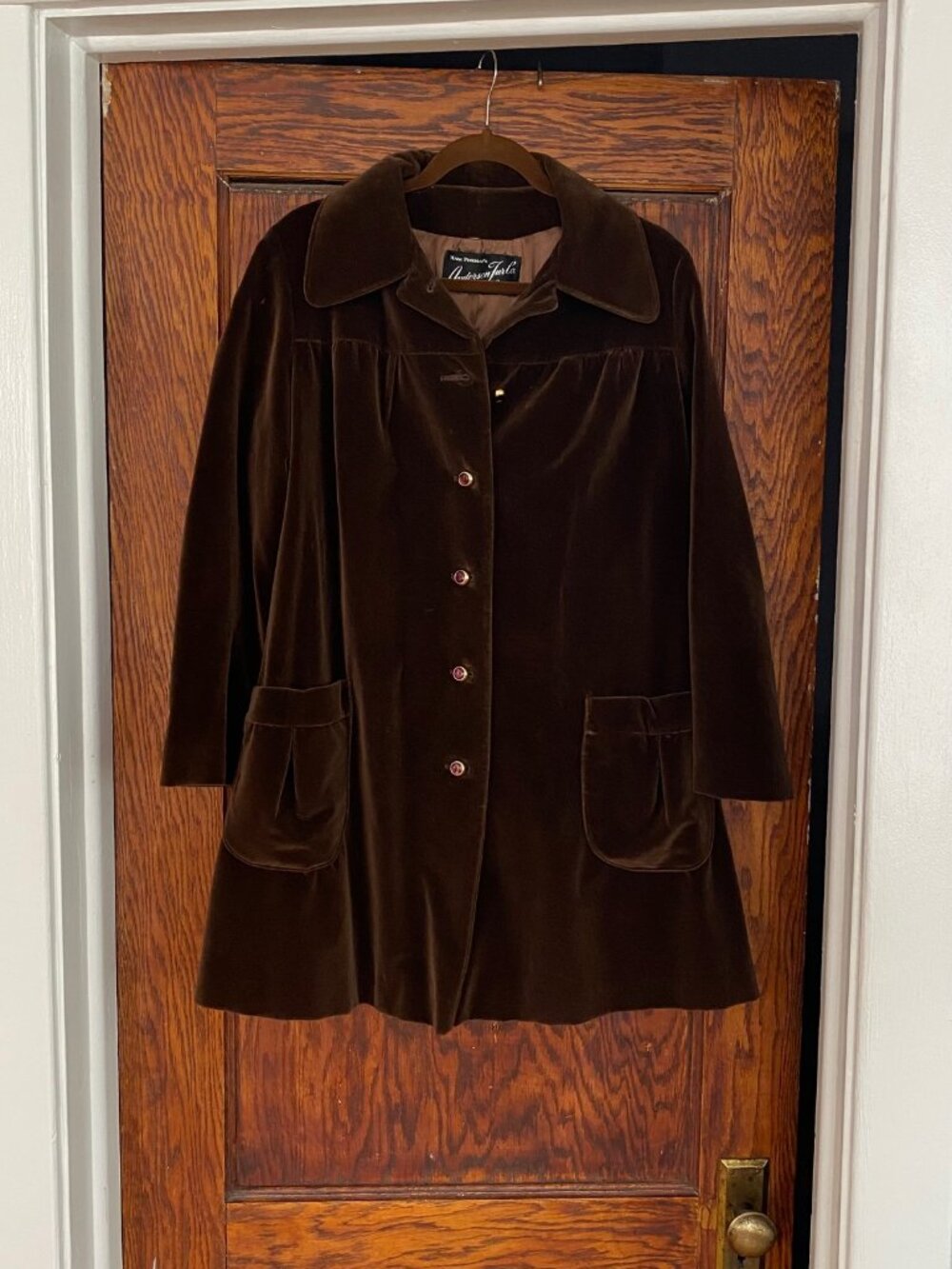 60s Chocolate Brown Vintage Velvet/Velour Coat